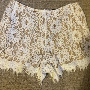 Aakaa Beige with White Lace Mini Shorts - Brand new without tags - Size S